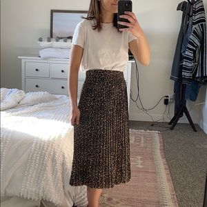 J Crew Pleated Leopard Midi Skirt